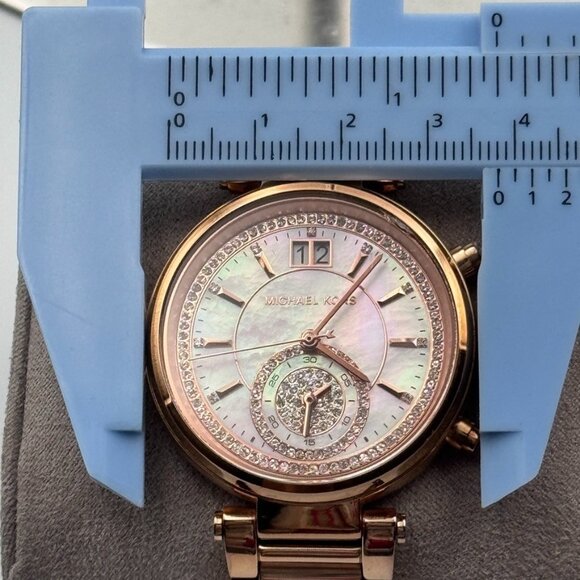 Michael Kors Sawyer Watch MK6282 Women's Rose Gold Tone Chronograph 38mm & box - Picture 4 of 16